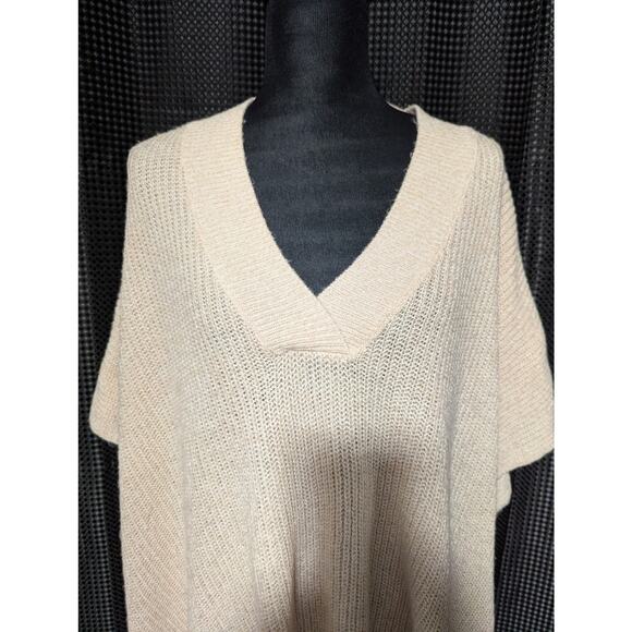 NWOT! LOFT! PALE PEARL PINK DECONSTRUCTED V-NECK OVERSIZED SWEATER! SZ M/L - Picture 4 of 9